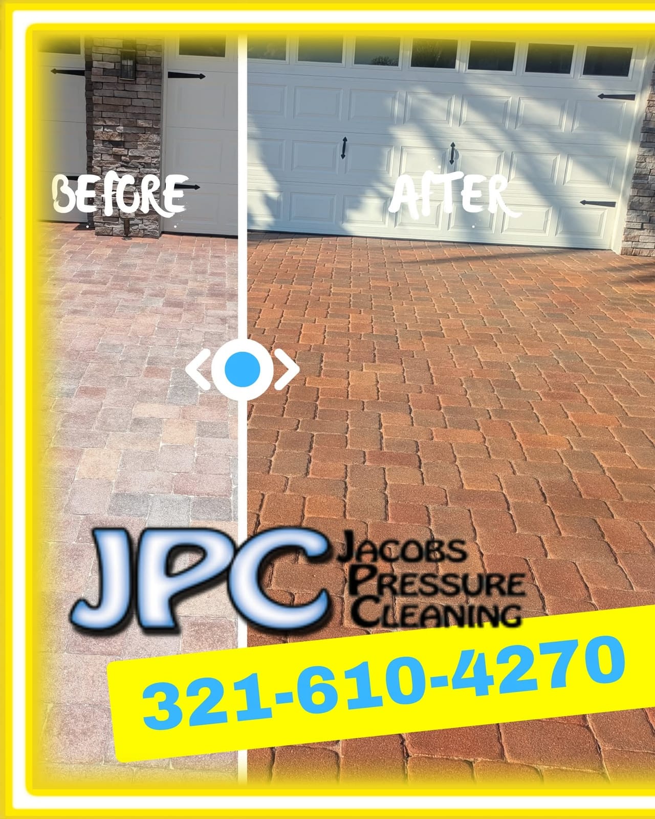 Before and after of brick paver color restoration at a Rockledge, FL home